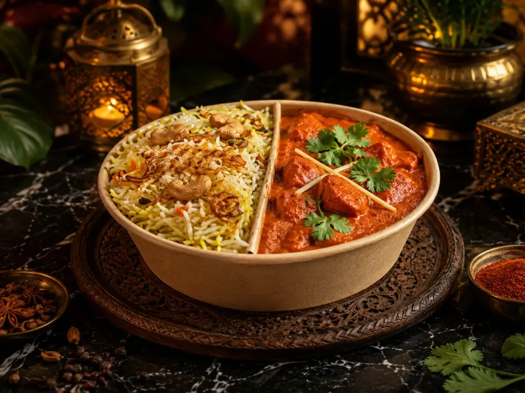 دجاج تيكا ماسالا مع أرز برياني